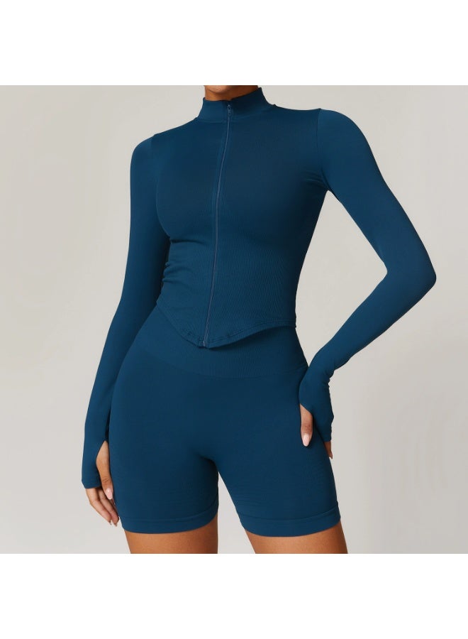 general Yknktstc Women Workout Jacket Full Zip Athletic Tops Cropped Shirt with Thumbholes Quick Dry Running Yoga Casual Wear - Image 1